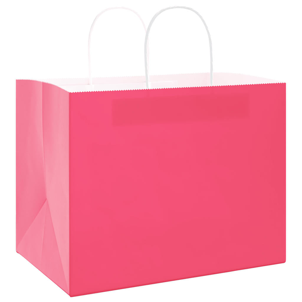 vidaXL Torby papierowe 250 szt. z uchwytami Różowe 32x22x24 cm