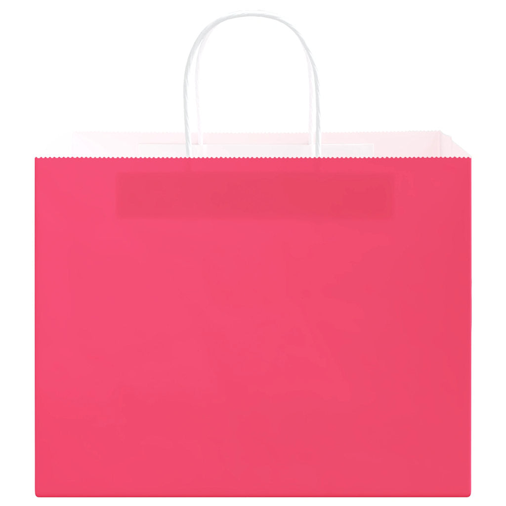 vidaXL Torby papierowe 250 szt. z uchwytami Różowe 32x22x24 cm