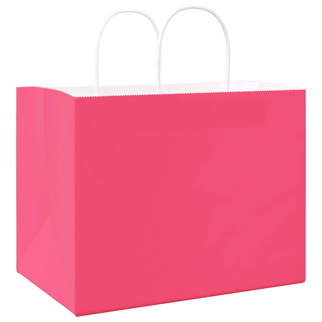 vidaXL Torby papierowe 250 szt. z uchwytami Różowe 32x22x24 cm