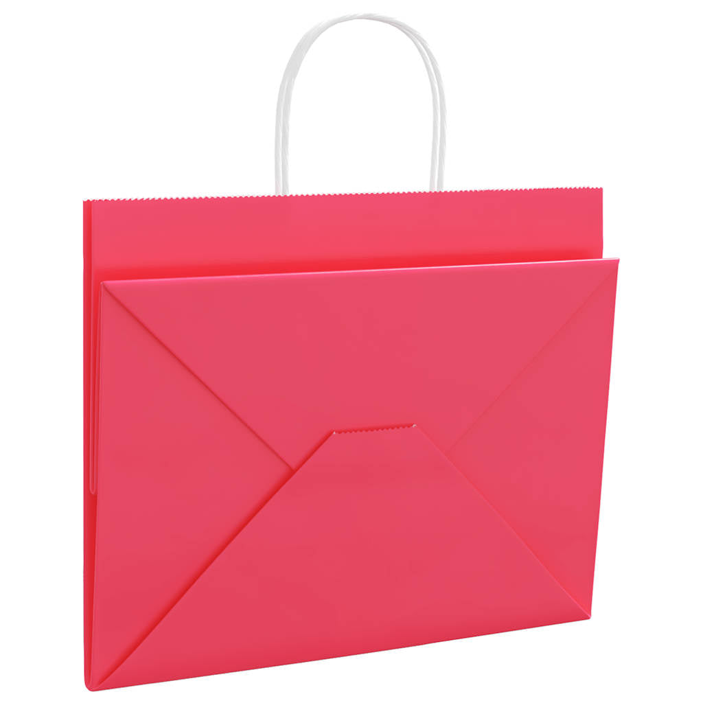 vidaXL Torby papierowe 250 szt. z uchwytami Różowe 32x22x24 cm