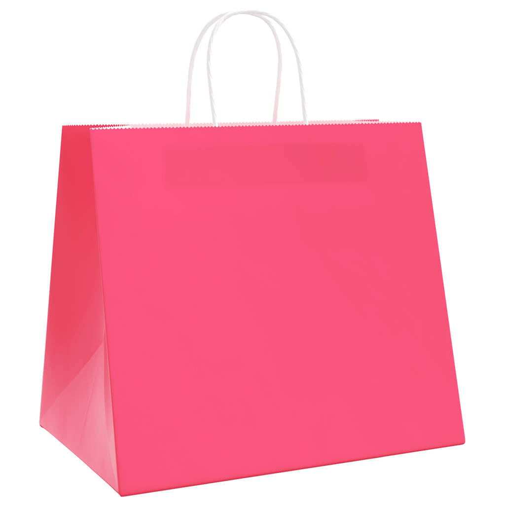 vidaXL Torby papierowe 250 szt. z uchwytami Różowe 32x22x28 cm