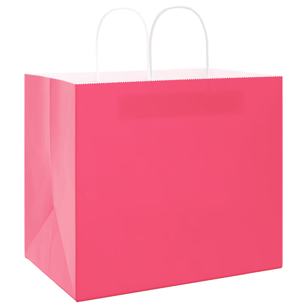 vidaXL Torby papierowe 250 szt. z uchwytami Różowe 32x22x28 cm