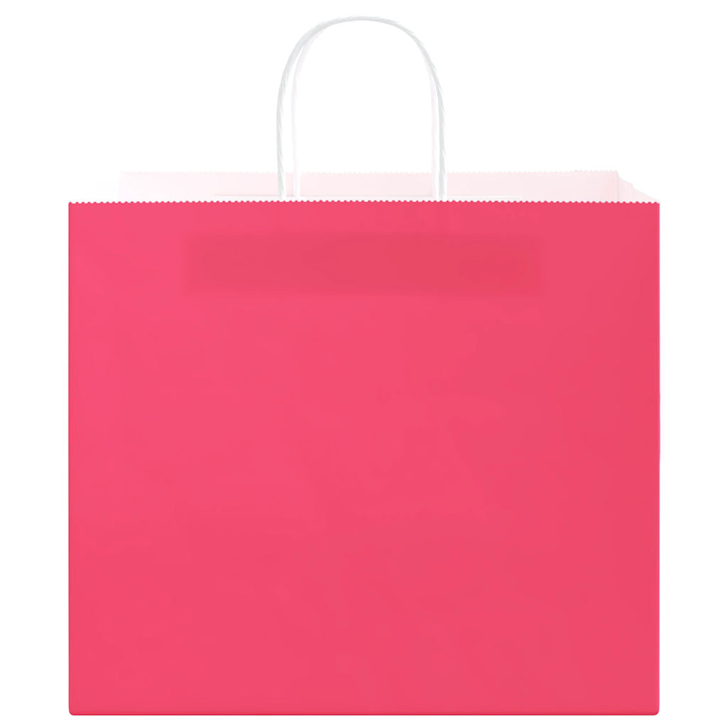 vidaXL Torby papierowe 250 szt. z uchwytami Różowe 32x22x28 cm