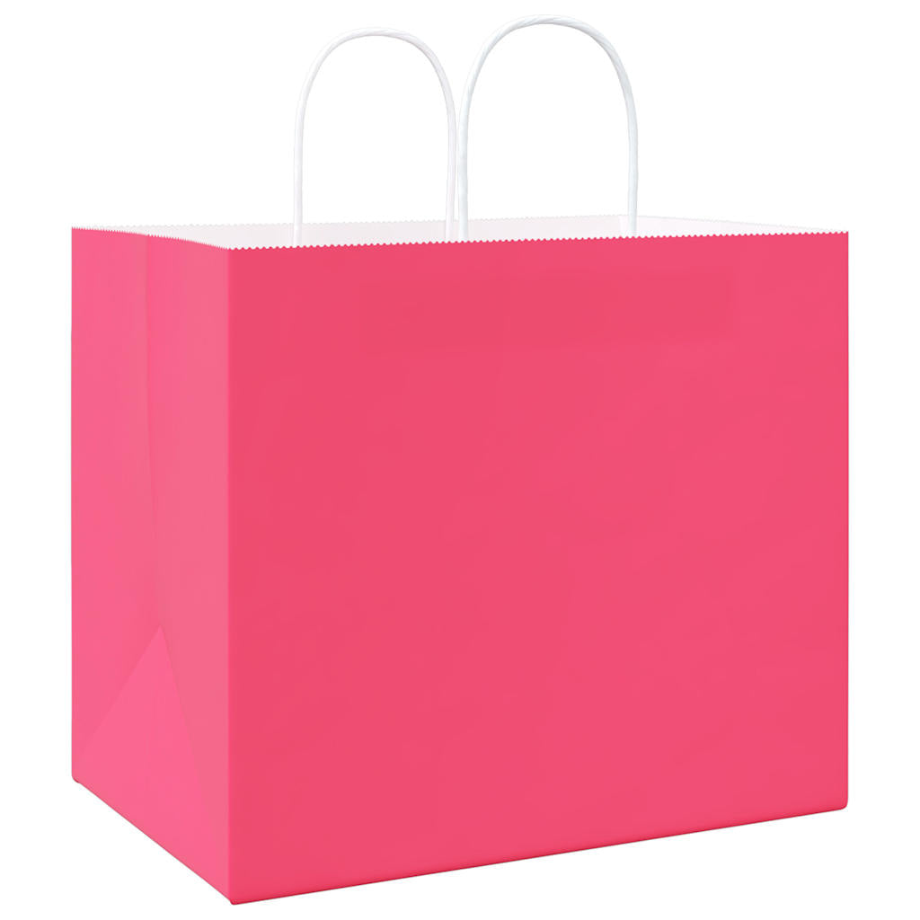 vidaXL Torby papierowe 250 szt. z uchwytami Różowe 32x22x28 cm