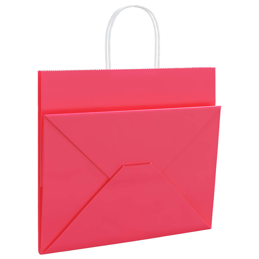 vidaXL Torby papierowe 250 szt. z uchwytami Różowe 32x22x28 cm