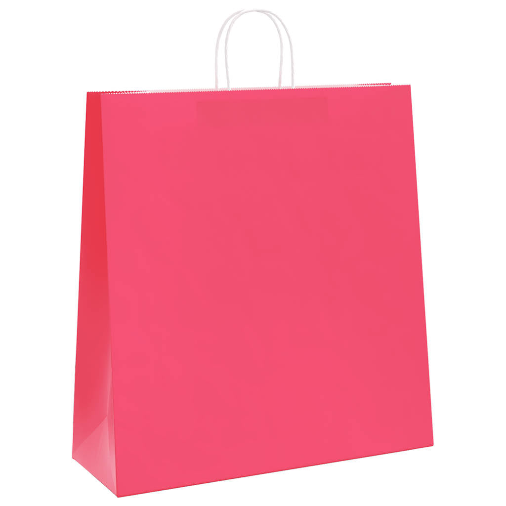 vidaXL Torby papierowe 250 szt. z uchwytami Różowe 45x17x48 cm