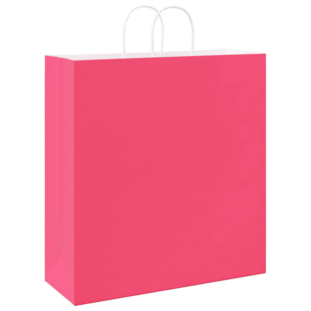 vidaXL Torby papierowe 250 szt. z uchwytami Różowe 45x17x48 cm