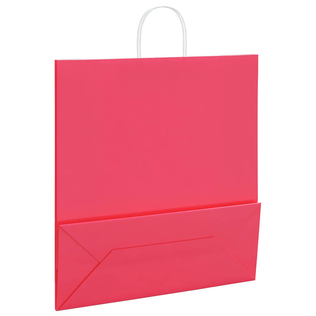 vidaXL Torby papierowe 250 szt. z uchwytami Różowe 45x17x48 cm