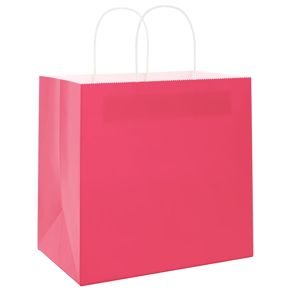 vidaXL Torby papierowe 250 szt. z uchwytami Różowe 54x15x49 cm