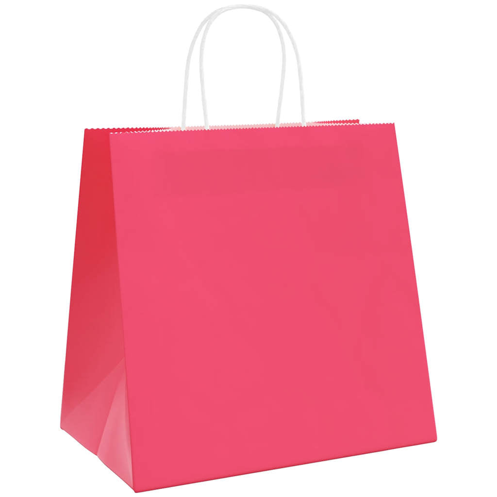 vidaXL Torby papierowe 250 szt. z uchwytami Różowe 54x15x49 cm