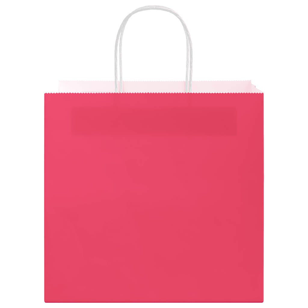 vidaXL Torby papierowe 250 szt. z uchwytami Różowe 54x15x49 cm