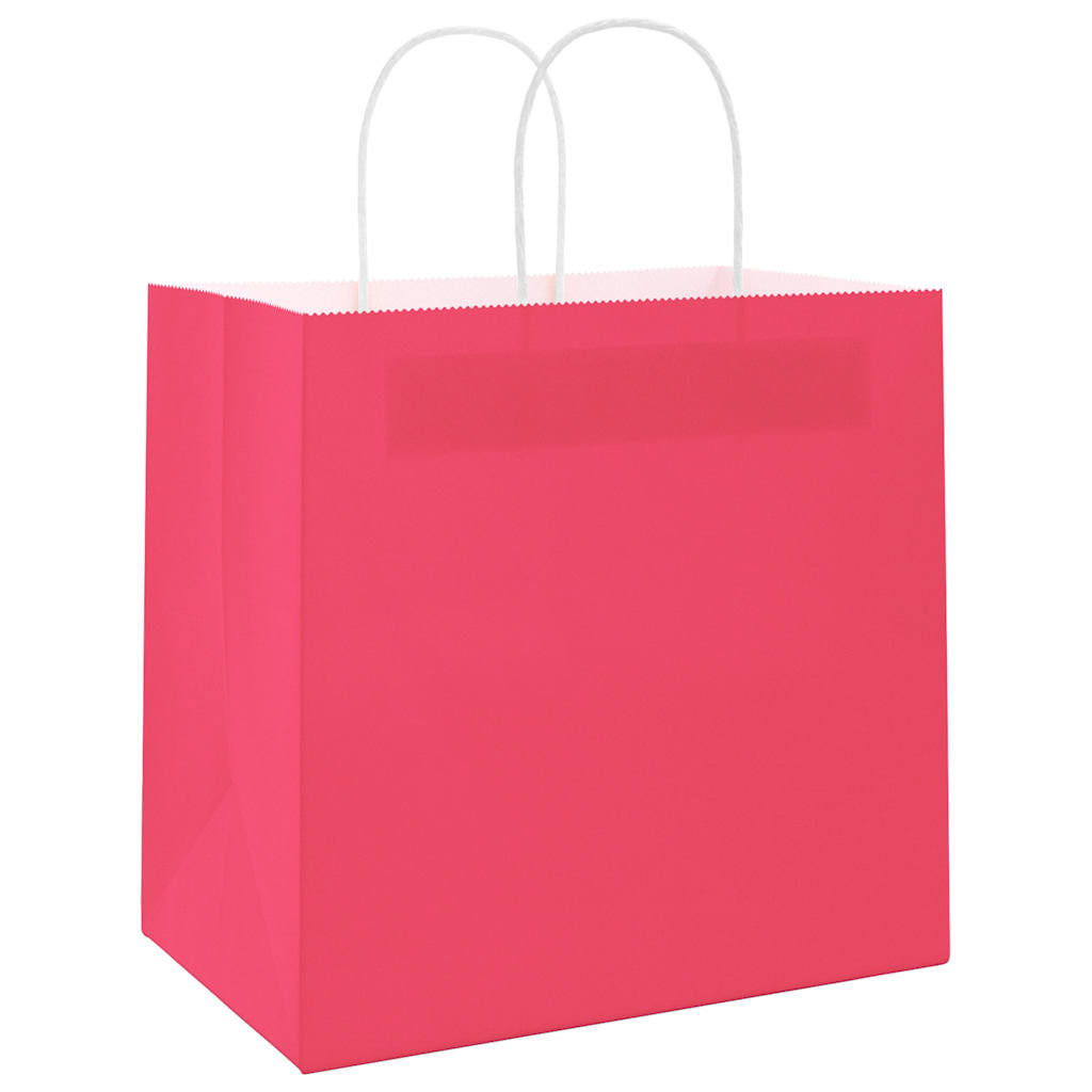 vidaXL Torby papierowe 250 szt. z uchwytami Różowe 54x15x49 cm