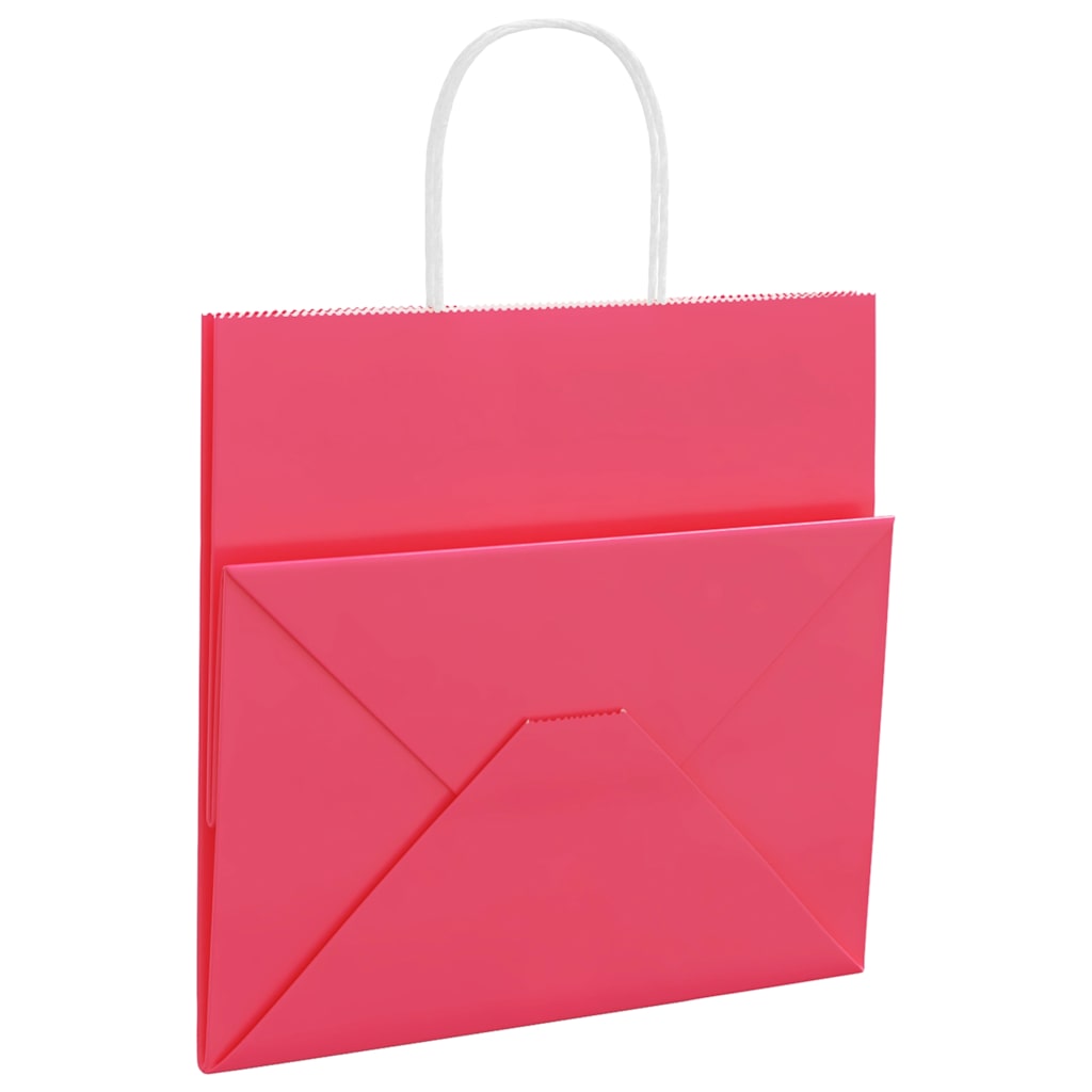 vidaXL Torby papierowe 250 szt. z uchwytami Różowe 54x15x49 cm