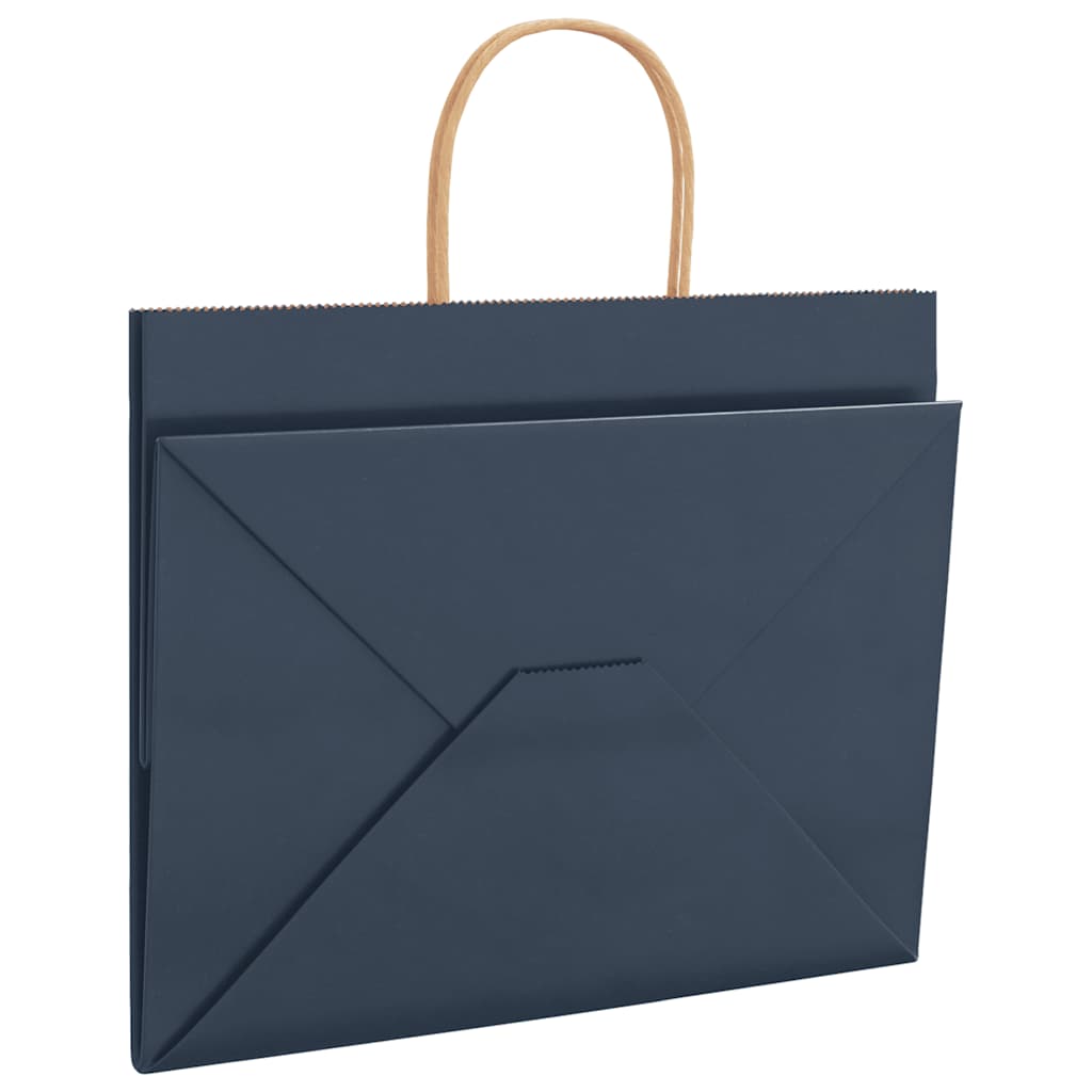 vidaXL Torby papierowe 250 szt. z uchwytami Niebieskie 32x22x24 cm
