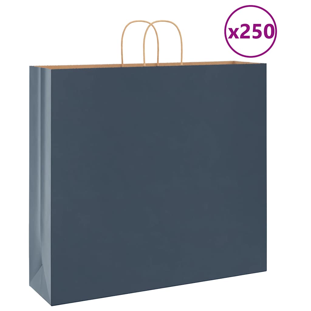 vidaXL Torby papierowe 250 szt. z uchwytami Niebieskie 54x15x49 cm