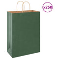 vidaXL Torby papierowe 250 szt. z uchwytami zielone 32x17x44 cm