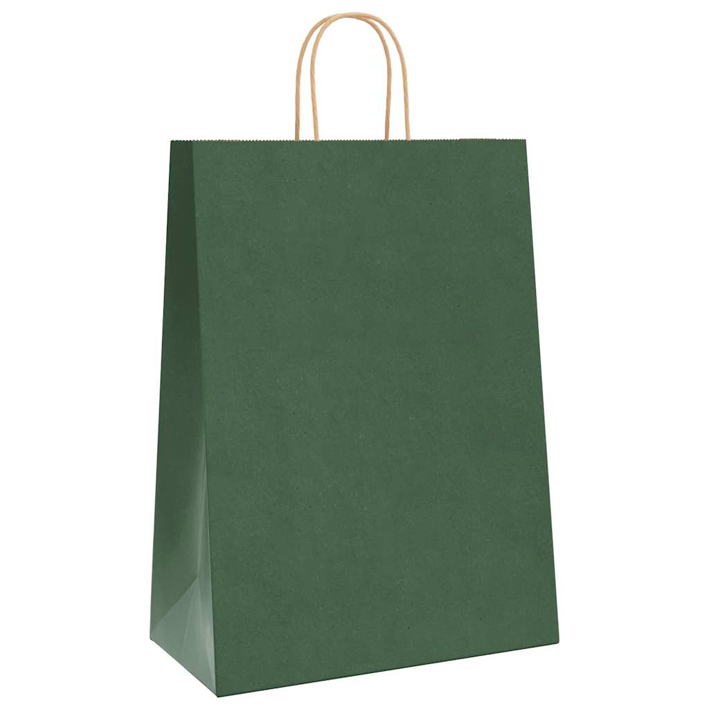 vidaXL Torby papierowe 250 szt. z uchwytami zielone 32x17x44 cm