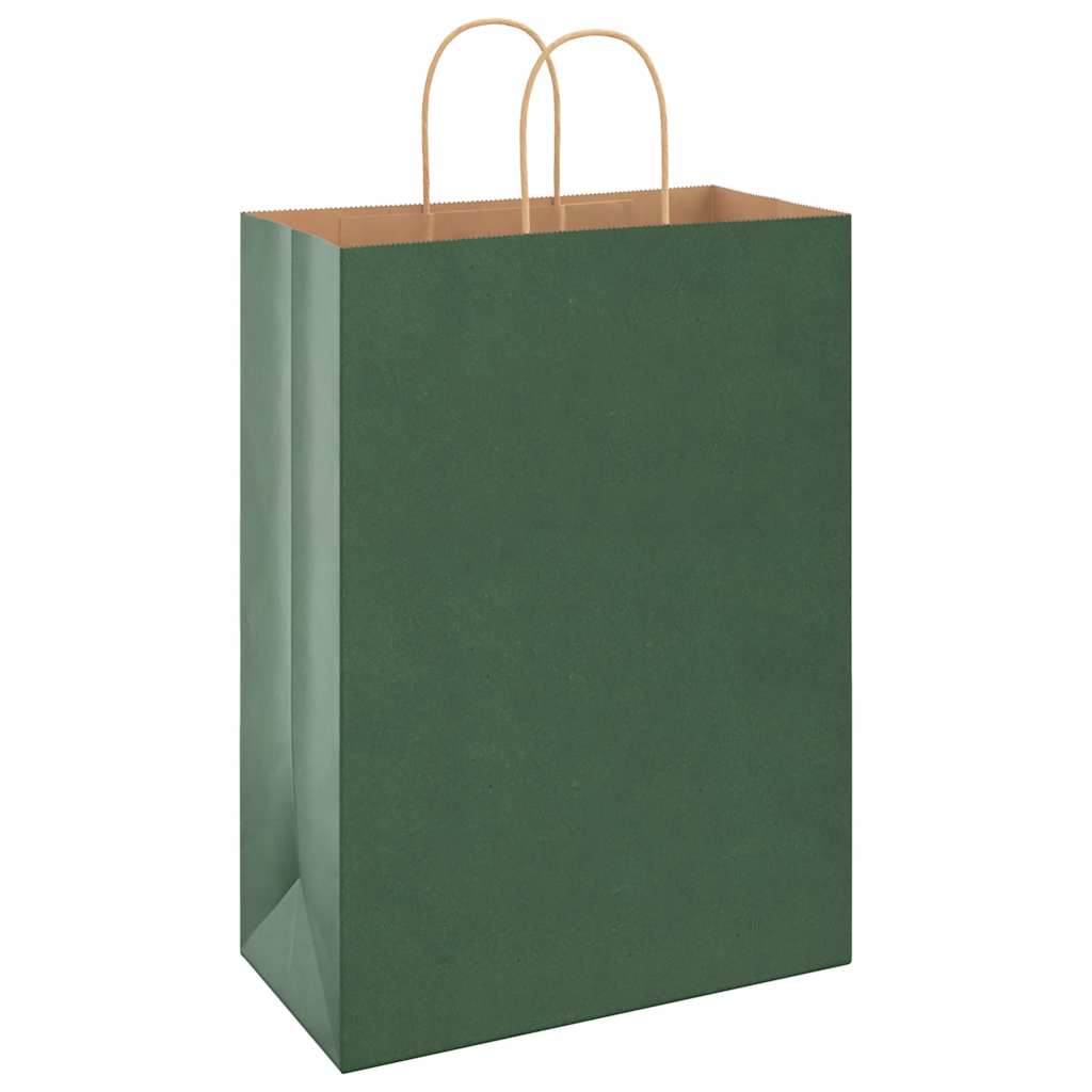 vidaXL Torby papierowe 250 szt. z uchwytami zielone 32x17x44 cm