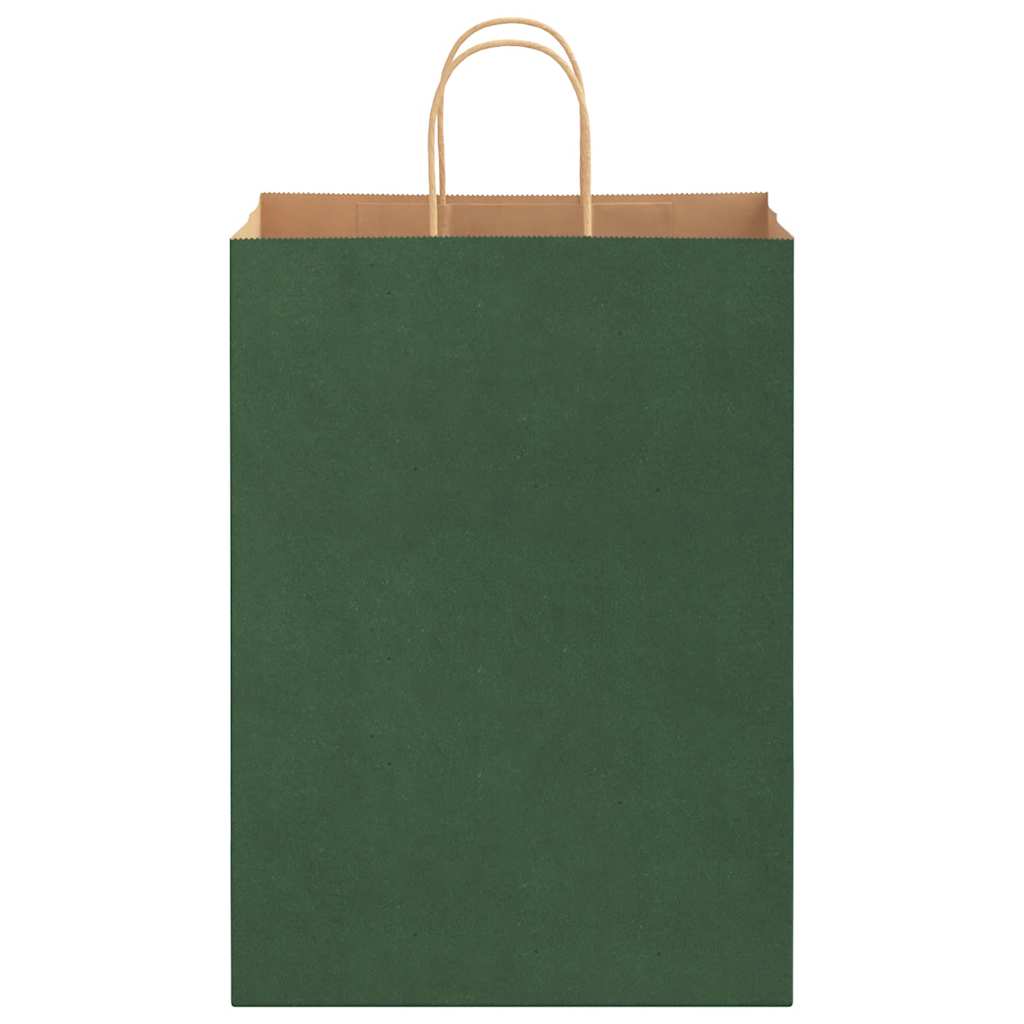 vidaXL Torby papierowe 250 szt. z uchwytami zielone 32x17x44 cm