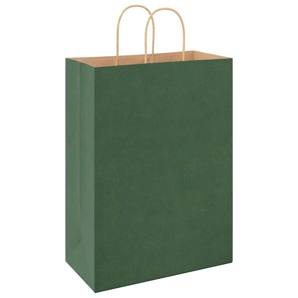 vidaXL Torby papierowe 250 szt. z uchwytami zielone 32x17x44 cm