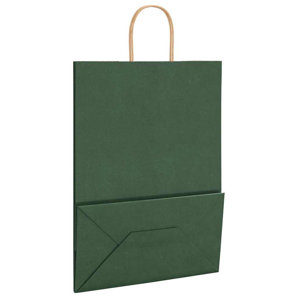 vidaXL Torby papierowe 250 szt. z uchwytami zielone 32x17x44 cm