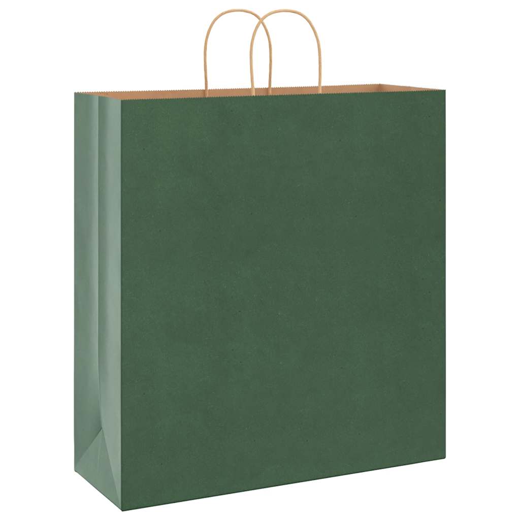 vidaXL Torby papierowe 250 szt. z uchwytami zielone 45x17x48 cm