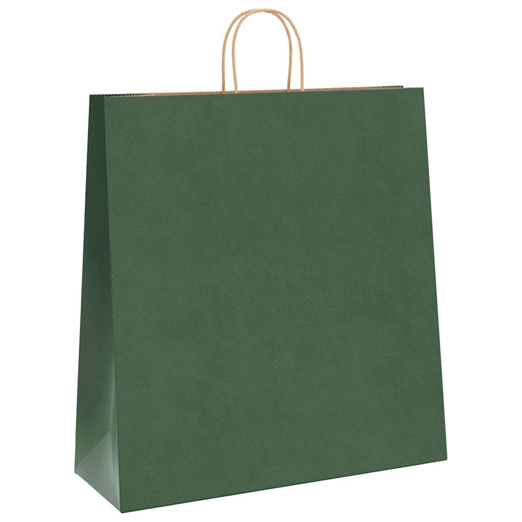 vidaXL Torby papierowe 250 szt. z uchwytami zielone 45x17x48 cm