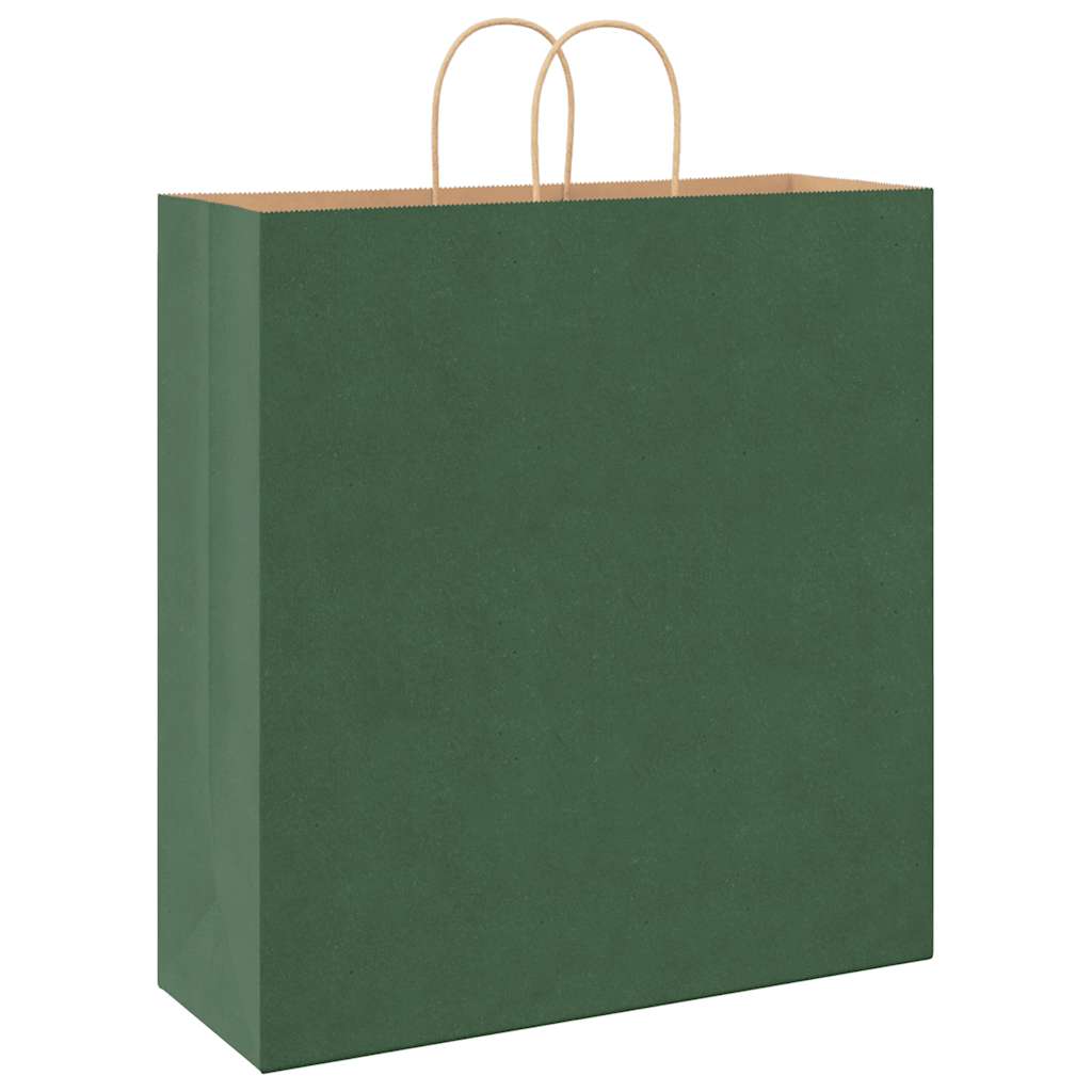 vidaXL Torby papierowe 250 szt. z uchwytami zielone 45x17x48 cm