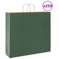 vidaXL Torby papierowe 250 szt. z uchwytami zielone 54x15x49 cm