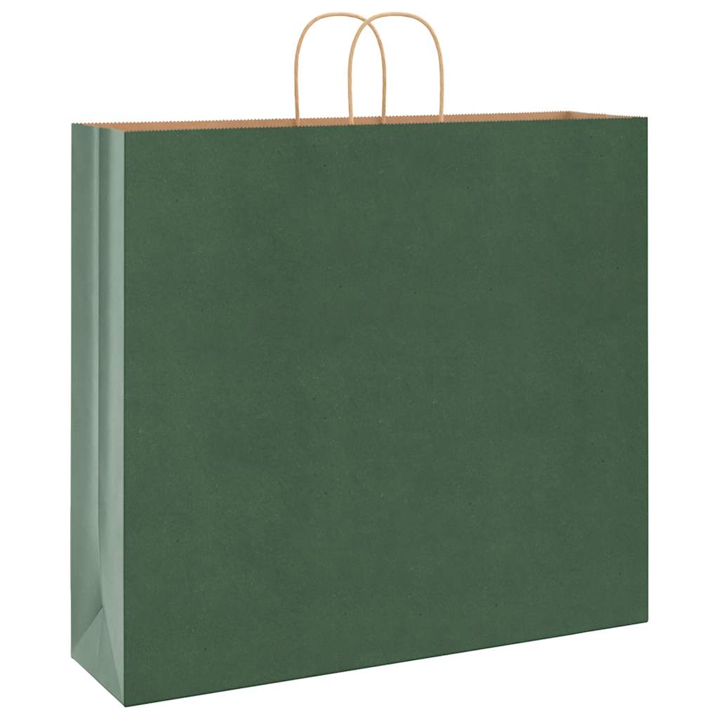vidaXL Torby papierowe 250 szt. z uchwytami zielone 54x15x49 cm