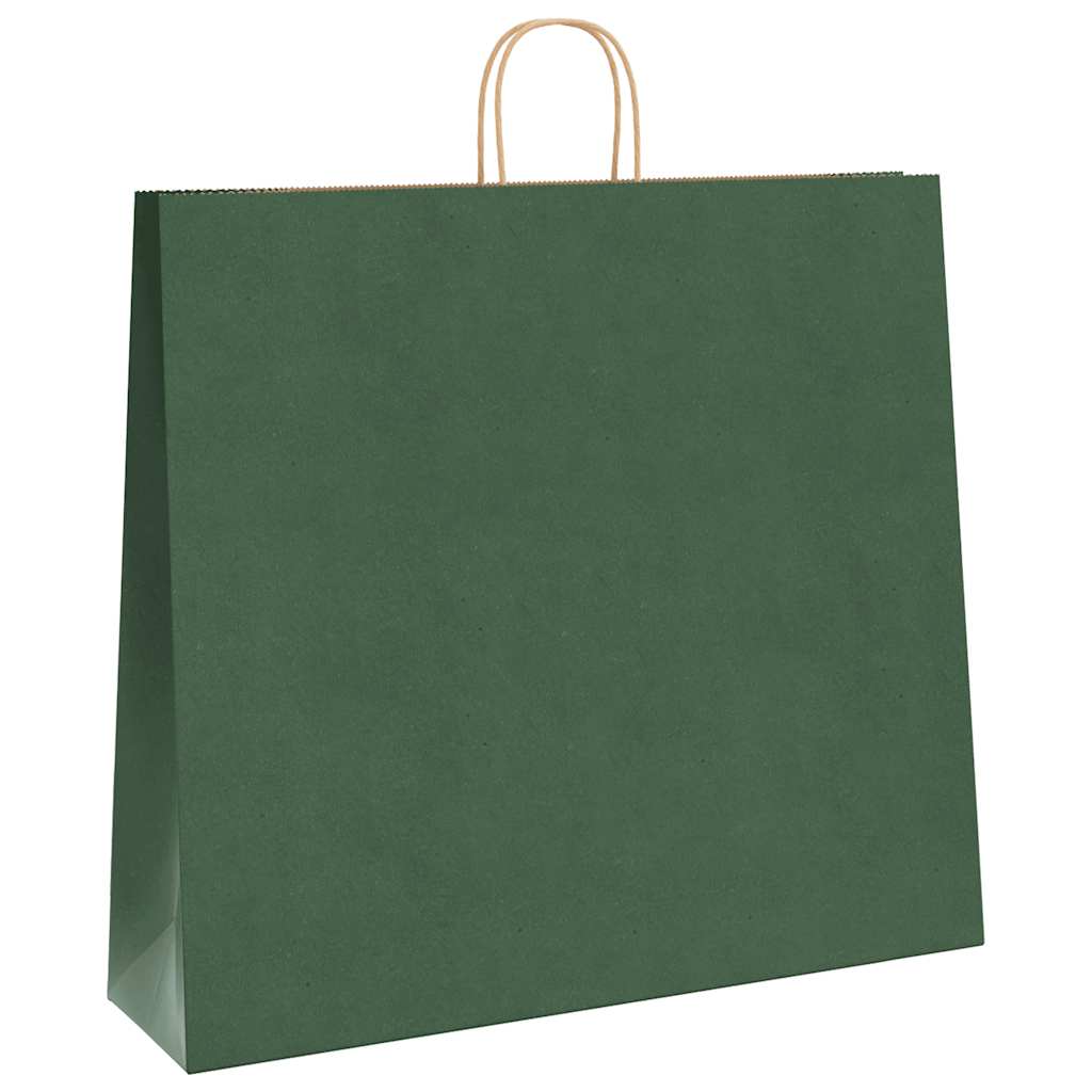 vidaXL Torby papierowe 250 szt. z uchwytami zielone 54x15x49 cm