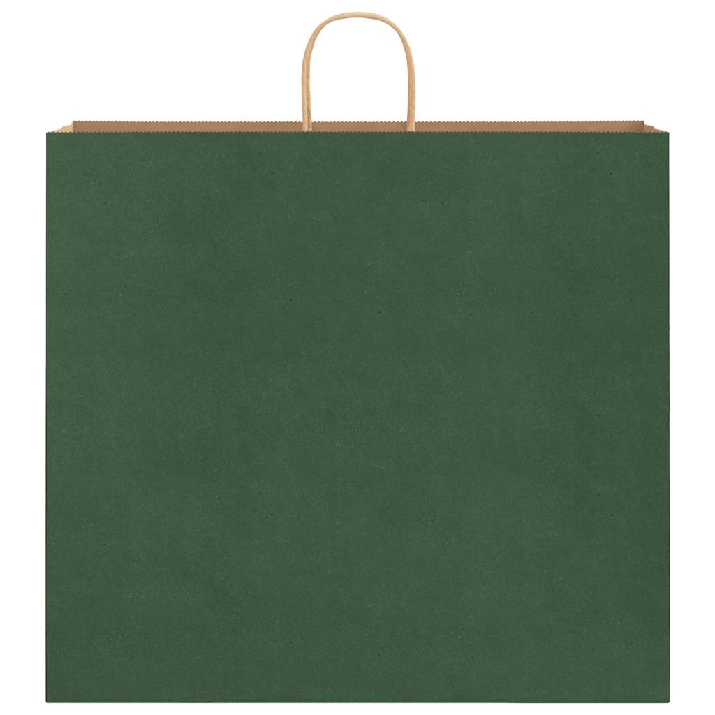 vidaXL Torby papierowe 250 szt. z uchwytami zielone 54x15x49 cm