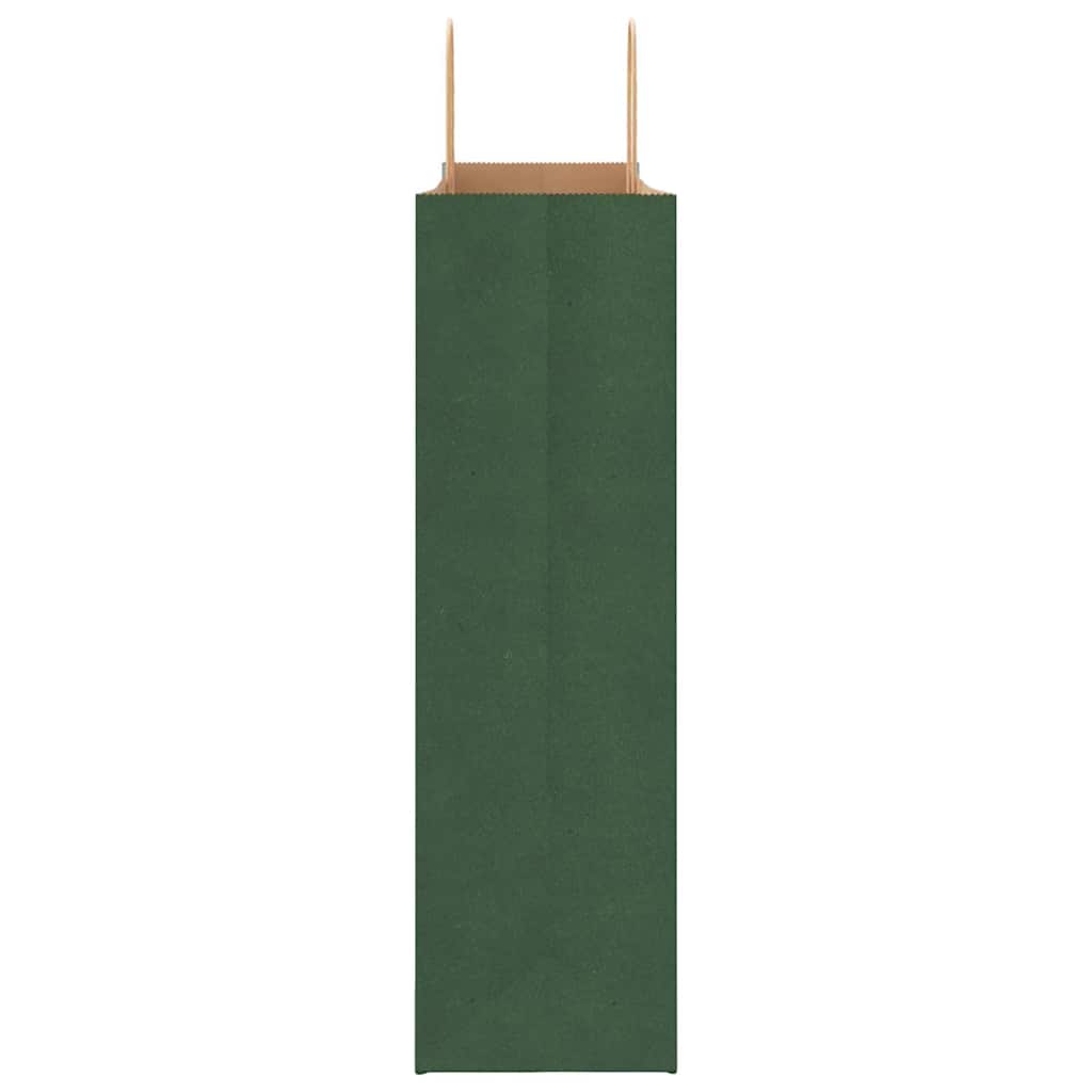 vidaXL Torby papierowe 250 szt. z uchwytami zielone 54x15x49 cm