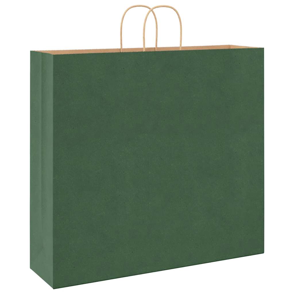 vidaXL Torby papierowe 250 szt. z uchwytami zielone 54x15x49 cm