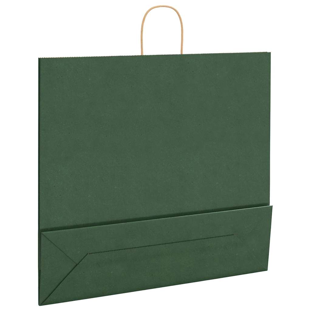 vidaXL Torby papierowe 250 szt. z uchwytami zielone 54x15x49 cm