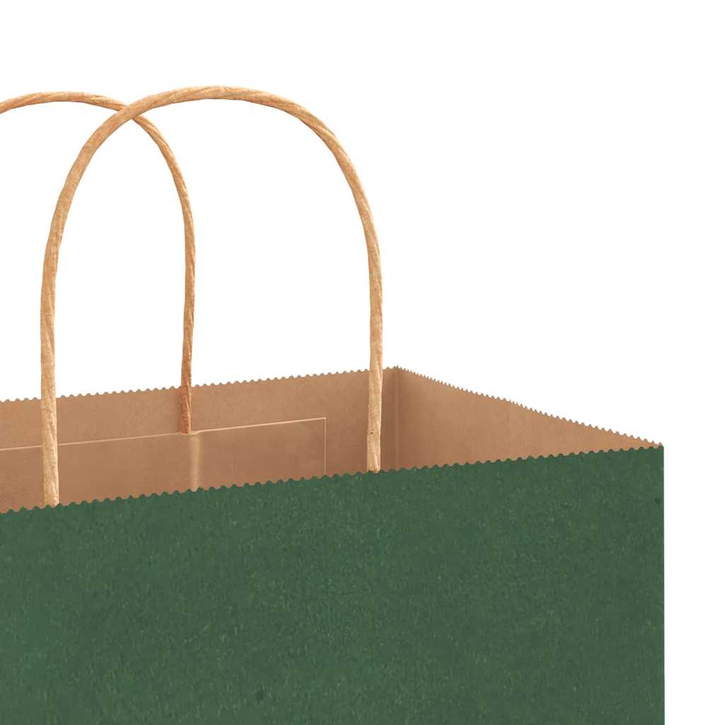 vidaXL Torby papierowe 250 szt. z uchwytami zielone 54x15x49 cm