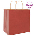 vidaXL Torby papierowe 250 szt. z uchwytami czerwone 26x17x25 cm