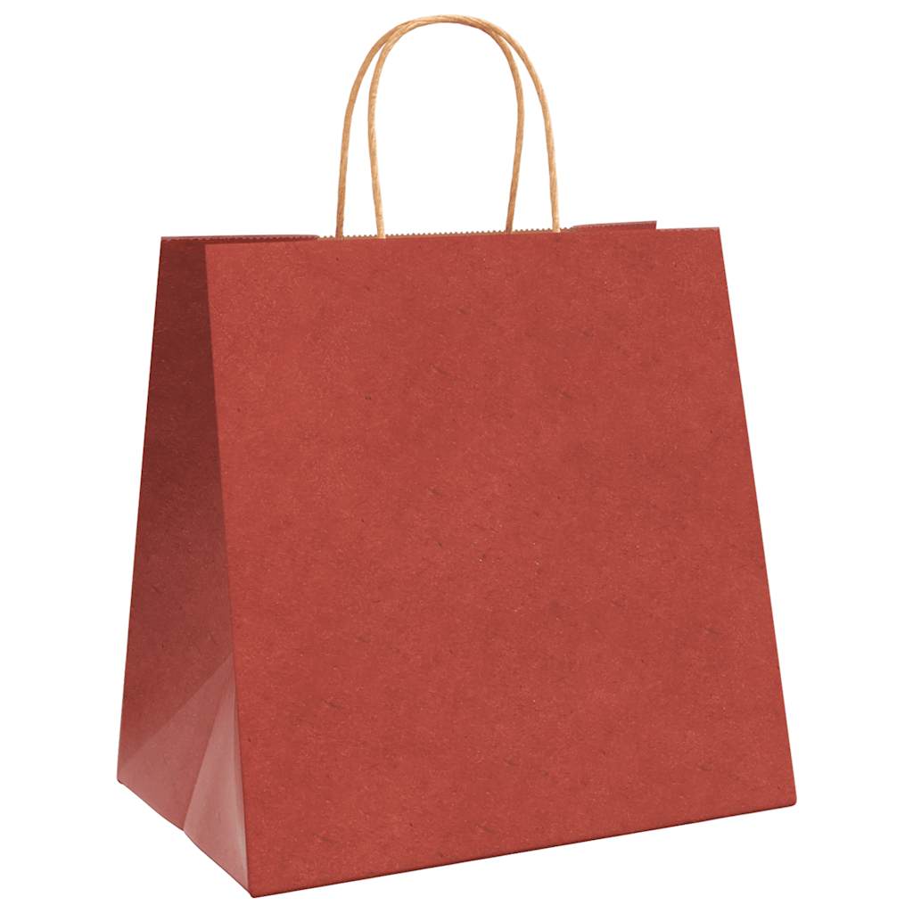 vidaXL Torby papierowe 250 szt. z uchwytami czerwone 26x17x25 cm