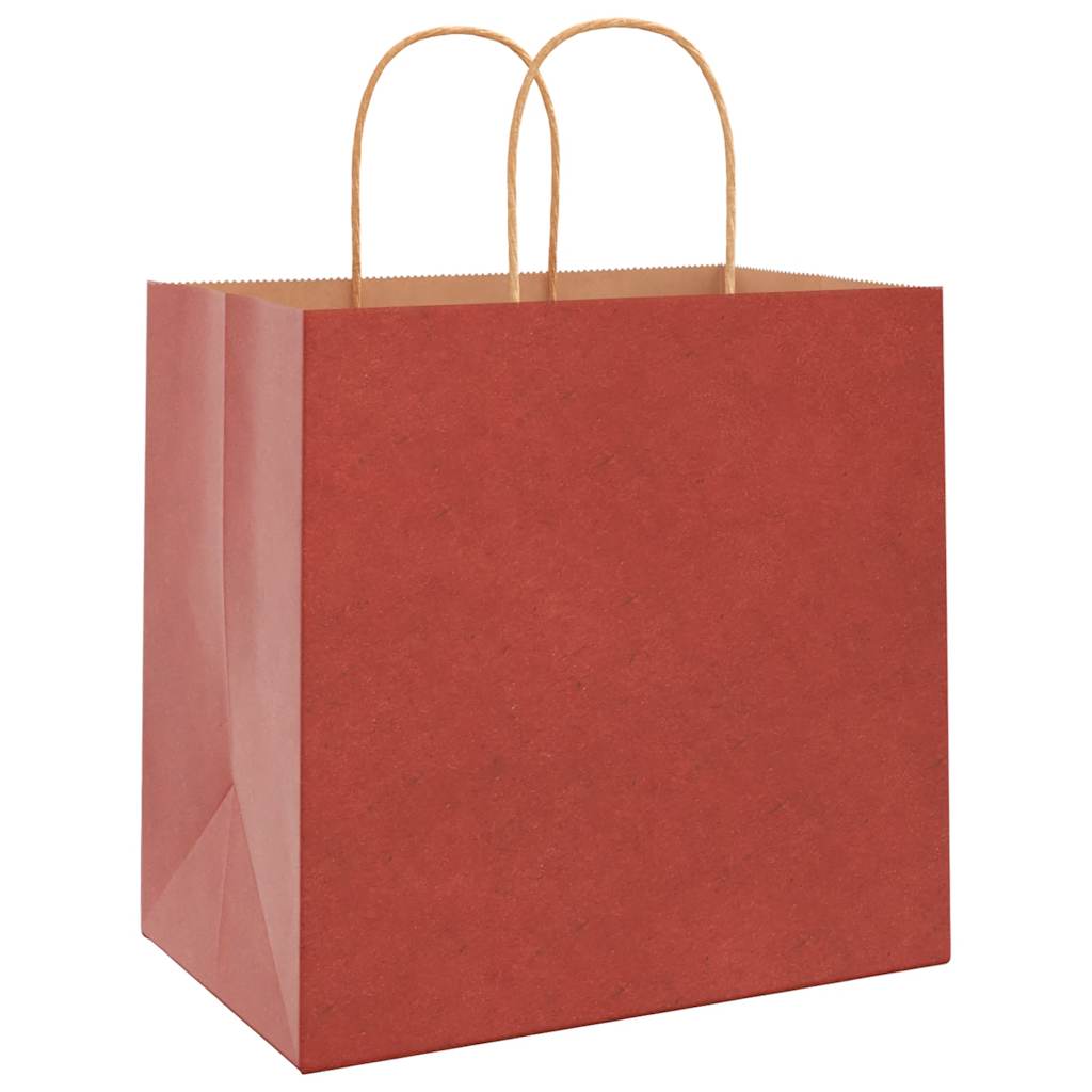 vidaXL Torby papierowe 250 szt. z uchwytami czerwone 26x17x25 cm