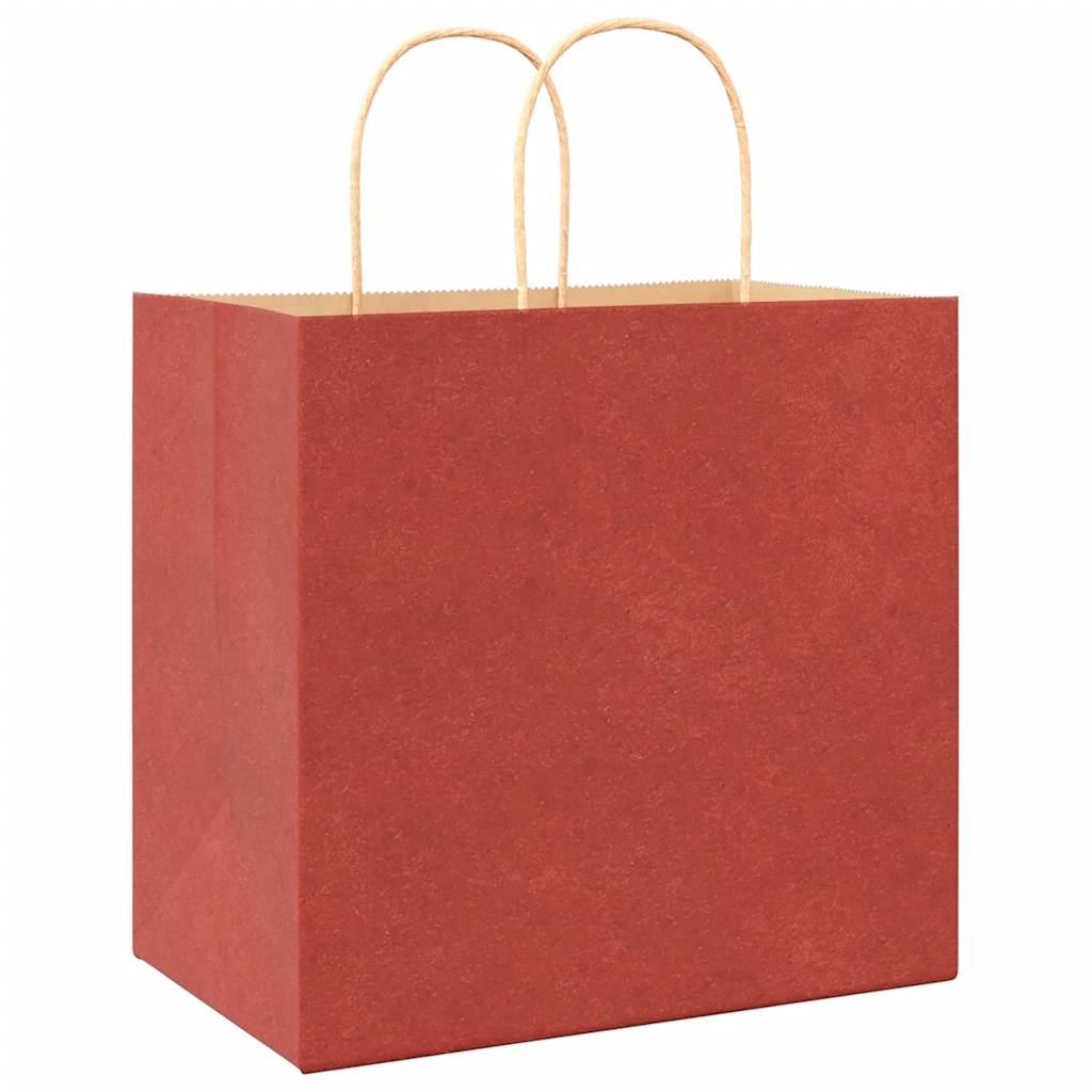 vidaXL Torby papierowe 250 szt. z uchwytami czerwone 26x17x25 cm