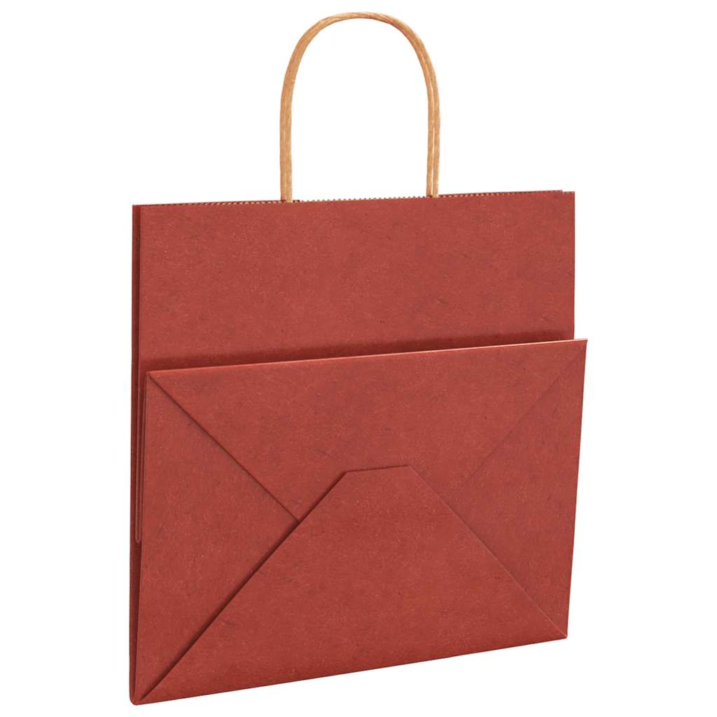 vidaXL Torby papierowe 250 szt. z uchwytami czerwone 26x17x25 cm