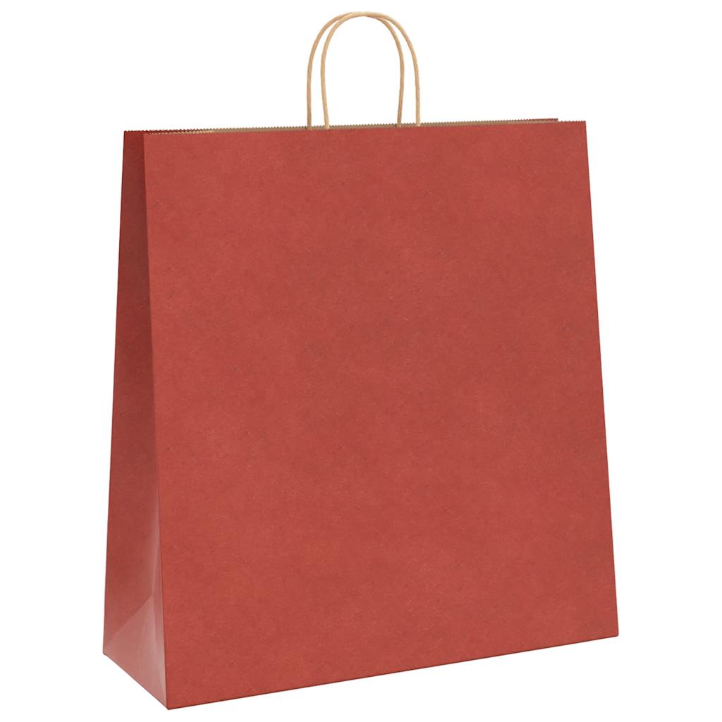 vidaXL Torby papierowe 250 szt. z uchwytami czerwone 45x17x48 cm