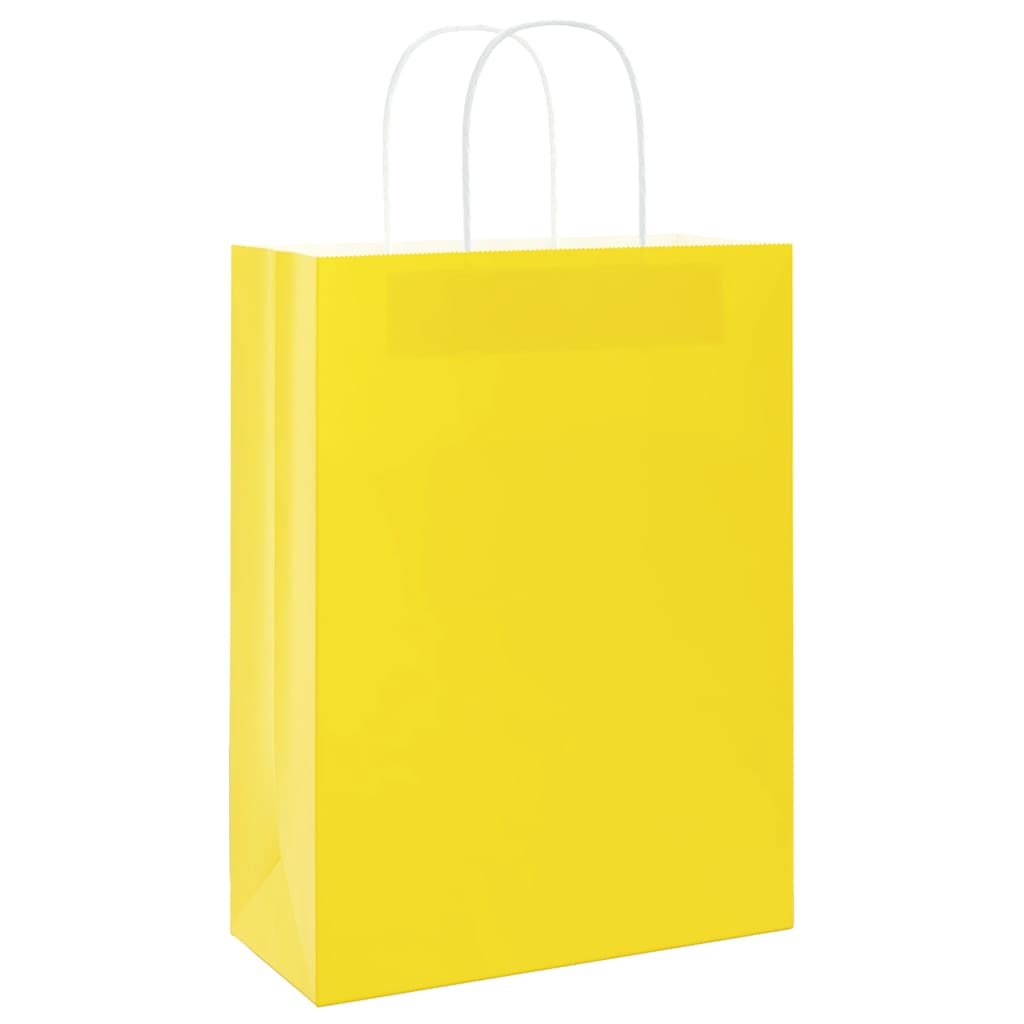vidaXL Torby papierowe 50 szt. z uchwytami żółte 26x12x35 cm