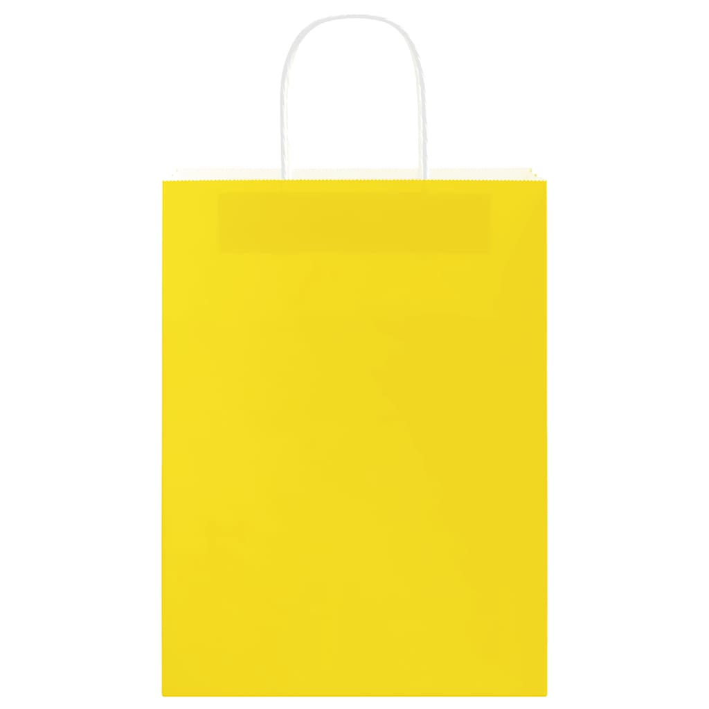 vidaXL Torby papierowe 50 szt. z uchwytami żółte 26x12x35 cm