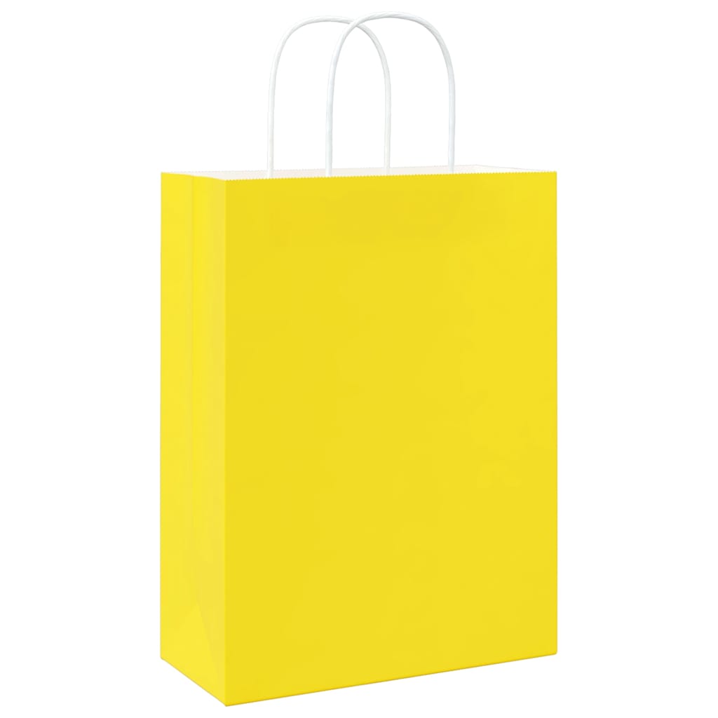 vidaXL Torby papierowe 50 szt. z uchwytami żółte 26x12x35 cm