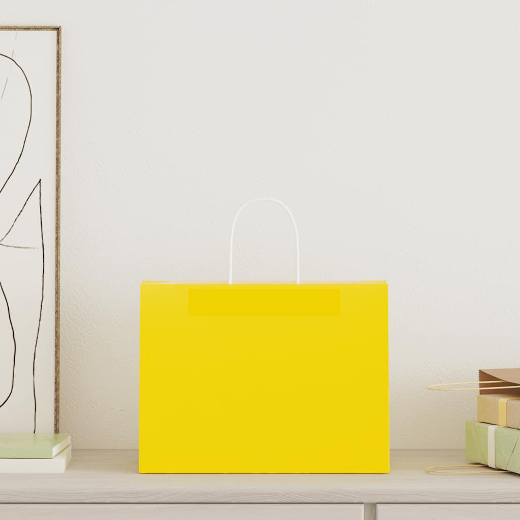 vidaXL Torby papierowe 50 szt. z uchwytami żółte 32x17x25 cm