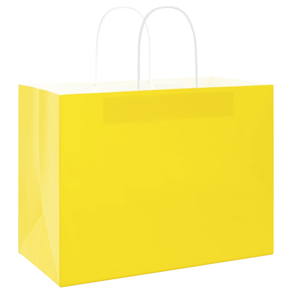 vidaXL Torby papierowe 50 szt. z uchwytami żółte 32x17x25 cm