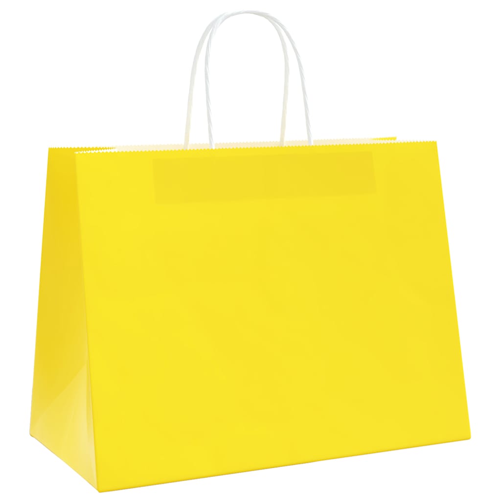 vidaXL Torby papierowe 50 szt. z uchwytami żółte 32x17x25 cm