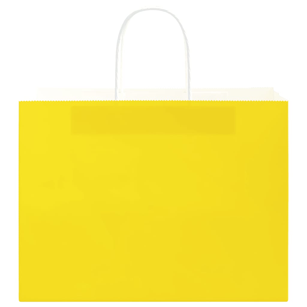 vidaXL Torby papierowe 50 szt. z uchwytami żółte 32x17x25 cm