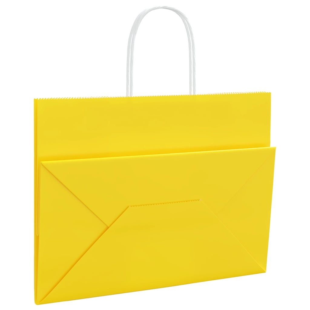 vidaXL Torby papierowe 50 szt. z uchwytami żółte 32x17x25 cm